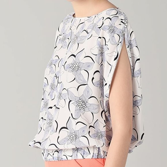 DVF Tomori Top Silk Blue Floral Print Size 2 - Picture 3 of 9